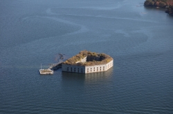aerial view of historic Fort Gorges maine