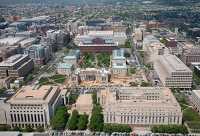 Aerial view of National Buiding Museum and historic DC Courthouse