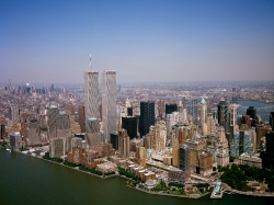 Aerial view of the World Trade Center Twin Towers