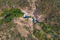 Aerial view of trail and river in arizona
