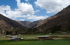 agriculture in the valley of andes mountain peru