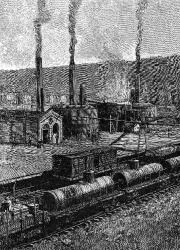 An Oil Refinery With Tank Cars Historical Illustration