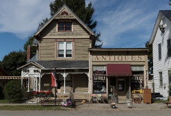 Antique shop and neighboring buildings in Winesburg Ohio