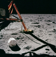 apollo 11 first photo by neil armstrong after setting foot on mo