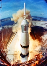 apollo 11 liftoff from an automatic camera on the launch tower