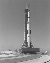 apollo 11 saturn v approaches pad incline during rollout