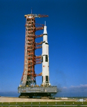 apollo 11 saturn v climbs the pad 39 a incline during rollout
