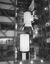 apollo 11 saturn v in vab during stacking
