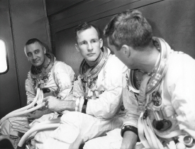 Apollo 204 crew in transfer van