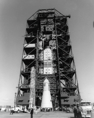 Apollo 204 spacecraft is prepared for mating to Saturn