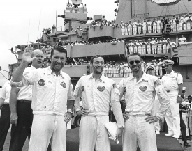 Apollo 7 crew aboard the USS Essex