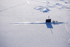 arctic circle submarine surfaces near ice camp sarg 104