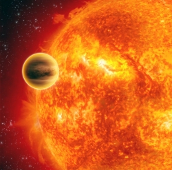 artists rendering shows a gas-giant exoplanet