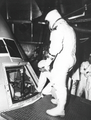 Astronaut Roger Chaffee prepares to board the Apollo 204