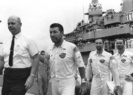 Astronauts flight deck of USS Essex