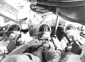 Astronauts for the first manned Apollo 1 mission practice