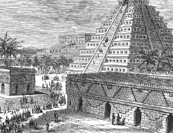 aztec city historical illustration