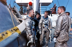 Backup crewmen for the first manned Apollo