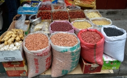 Bags Dried Beans Local Market Shangha China Photo Image