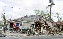 Barber Shop located in Ninth Ward New Orleans Louisiana damaged 