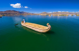 Boat on Lake Titicaca Peru