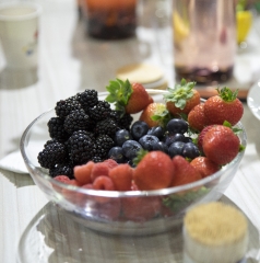 bowl of fresh strawberries rasberries blueberries