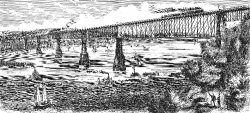 bridge across the hudson at poughkeepsie historic illustration