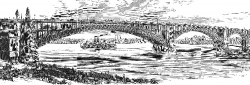 bridge across the mississippi historic illustration
