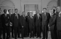 Civil rights leaders meet with President  Kennedy in the oval of