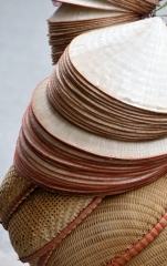 Closeup of baskets and hats