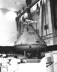 command module for the NASAA 204 mission is being moved