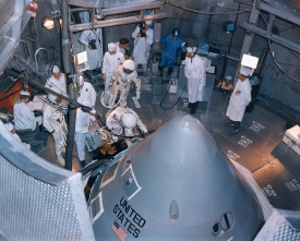 Crew of pollo 204 mission prepare for the first manned test of t
