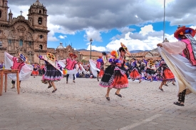 dancers at plaza de armas cuzco peru photo  007