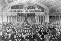 Daniel Webster addressing the United States Senate in the great 