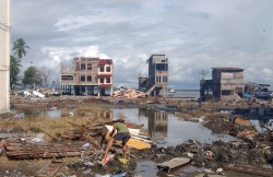 debris litters the city of Meulaboh indonesia