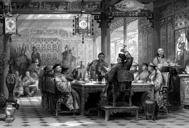 dinner party mandrarin house historical illustration 33A