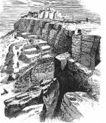 distant view of moqui with sheep pens historic illustration