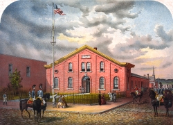 Drawing shows the armory building Philadelphia