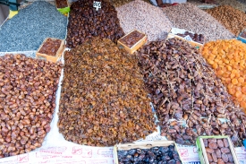 Dried Fruits for sale at street stall Marrakech Morocco photo im