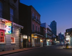 Dusk view of Bourbon Street in New Orleans