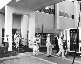 Ed Hengeveld Apollo 7 astronauts enter transfer van