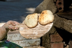 Egyptian women making fresh bread 5432