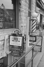 entrance to beauty parlor and barber shop williston north dakota