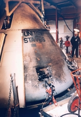 Exterior view of the Apollo 204 spacecraft after the fire