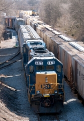 freight trains stopped at station