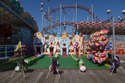 Games at the amusement park on the boardwalk