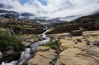 glacial fed alpine stream in glacier national park