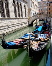 Gondolas on the narrow canal in Venice Photo 8290A copy