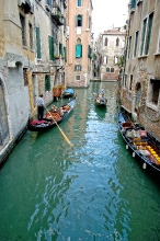 Gondolas on the narrow canal in Venice Photo 8418 copy