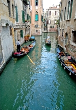 Gondolas on the narrow canal in Venice Photo 8418 copy copy